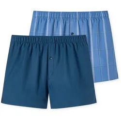 SCHIESSER Jungen Web-Boxershorts, 2er Pack - Unterwäsche, Baumwolle Dunkelblau/Blau 176
