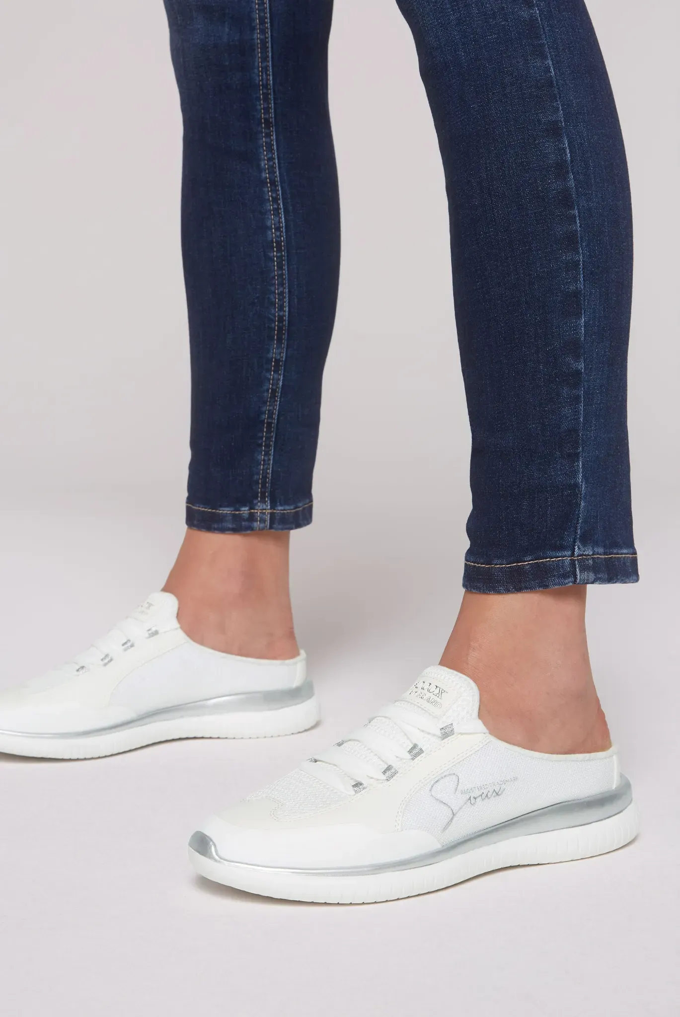 Slip-On Sneaker SOCCX, Damen, Gr. 40, weiß, Synthetik, Textil, bestickt, Schuhe, mit Wechselfußbett