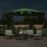 vidaXL Ampelschirm mit LED-Beleuchtung und Metall-Mast 350 cm Grün