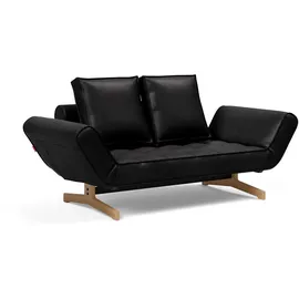 Innovation Living Schlafsofa Ghia Eiche Lederoptik Black
