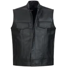 PAULGOS Lederweste Biker Kutte Clubweste Chopper Weste 100% Echtleder BW4 schwarz - Gr.: L