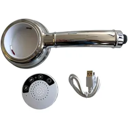 Handbrause ADOB "Bluetooth", grau (chromfarben), B:10cm H:25cm, Duschköpfe, mit Lautsprecher für Musik oder Telefon