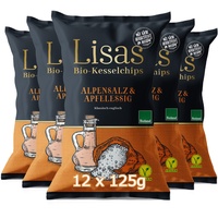Lisas Bio-Kesselchips - Alpensalz & Apfelessig, 12x125g