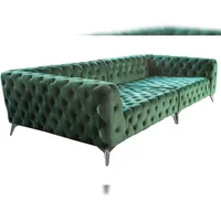 KAWOLA Big Sofa NARLA Chesterfield Sofa Velvet grün
