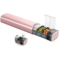 Serfeymi Tablettenbox 7 Tage - Metall Medikamentenbox, Pillendose, Tabletten Organizer(Ersatzdichtung enthalten),Pillenbox,Dispenser Medikamente für Pill, Supplement mit individuellem Deckel-Rosa
