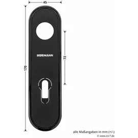 Hörmann FS Drückergarnitur D-110 Kurzschild für BB/PZ schwarz PPN (Feuerschutz-Drückergarnitur für Feuerschutztür/Mehrzwecktür H8-5 / Quadro/MZ) 545970