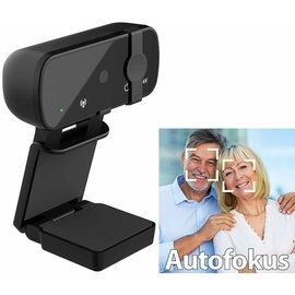 Somikon 4K-USB-Webcam mit Linsenabdeckung, Mikrofon und Autofokus