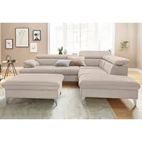 Cotta Polstergarnitur »Caluso«, (2 tlg.), Set: bestehend aus Ecksofa, Hocker, Ecksofa inkl. Kopfteilverstellung beige