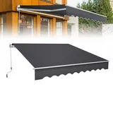 Froadp Balkon Markise 300 x 250 cm Gelenkarmmarkise mit Aluminium, Manuelle Handkurbel, Klemmmarkise ohne Bohren für Terrasse & Veranda, UV-beständig, Wasserabweisend, Sonnenschutz, Dunkelgrau
