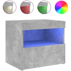 vidaXL Nachttische mit LED-Leuchten 2 Stk. Betongrau 50x40x45 cm