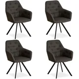 Homestyle4u Polsterstuhl Leinen anthrazit 4er Set
