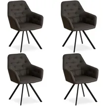 Homestyle4u Polsterstuhl Leinen anthrazit 4er Set