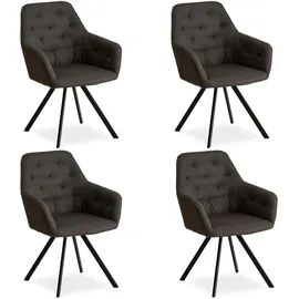 Homestyle4u Polsterstuhl Leinen anthrazit 4er Set