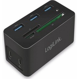 Logilink UA0370 USB C, Dockingstation, - USB Hub, Schwarz