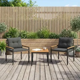 vidaXL Gartenmöbel-Set 3-tlg. Dunkelgrau