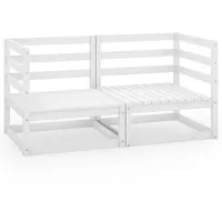 vidaXL Gartensofa 2-Sitzer Weiß Massivholz Kiefer