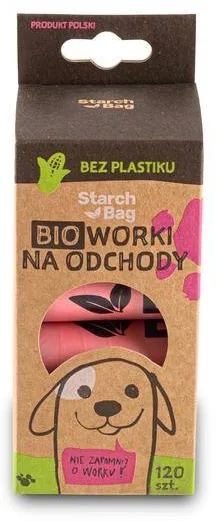 STARCHBAG Kompostierbare BIO-Beutel für Fäkalien 1 Rolle x 15 Stück, Farbe rosa (Rabatt für Stammkunden 3%)