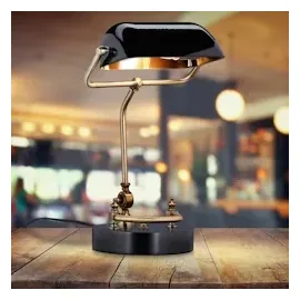 Relaxdays Bankerlampe Schwarz