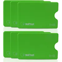 WallTrust RFID NFC Blocker Hartplastik Schutzhülle - 7 Stück - Kartenschutzhülle für Kreditkarten Ausweis - grün - Sicherheit gegen Datenklau Kartenhülle und EC Karten Bankkarten