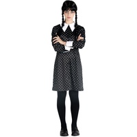 Ciao 11322.M Wednesday Addams Costume Fancy Dress Girl Official with Wig Disguise, Black, White, Size M