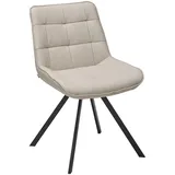 Livetastic Stuhl Echtleder, Beige, Metall, Leder, Echtleder, Büffelleder, Flachrohr, 56x86x60 cm, Stühle