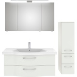 Saphir Badmöbel-Set »6005 Sprint 3-teilig, Keramik-Waschtisch mit LED-Spiegelschrank«, (4 St.), weiß