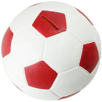 HMF 4790-03 Spardose Fußball Lederoptik 15 cm Durchmesser, rot