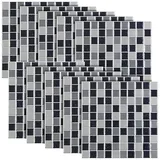 infactory Klebefolie Badezimmer: Selbstklebende 3D-Mosaik-Fliesenaufkleber, 25,5X 25,5 cm, 10er-Set (Klebefolie Steinoptike 3D, Fliesenaufkleber Steinoptik, WC)