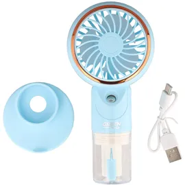 AccuCell Handventilator mit Sprühdüse, Handyhalterung und Standfuß, 3 Gebläsestufen, wiederaufladbar per USB-C, farblich sortiert