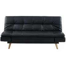 vente-unique Schlafcouch Kunstleder 3-Sitzer Schwarz