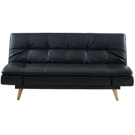 vente-unique Schlafcouch Kunstleder 3-Sitzer Schwarz