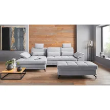 PLACES OF STYLE Ecksofa Costello L-Form, B: 301 cm mit Sitztiefen-, Armteilverstellung &, 3 Nierenkissen, optional Bettfunktion & Bettkasten grau