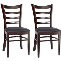pemora 2-er Set Holzstuhl Esszimmerstuhl Küchenstuhl Bistrostuhl OXFORD Kunstleder schwarz