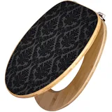 Banjado Design WC Sitz Bambus Toilettendeckel Toilettensitz Bambus Holz Klodeckel WC-Sitz Universal Scharnieren Motiv Black Deluxe