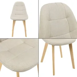 [en.casa] Esszimmerstuhl Kopparberg Stoffbezug Buche beige 6er Set
