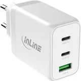 InLine InLine® USB PD Netzteil, GaN Ladegerät, 3-Port, Dual USB-C+USB-A, 65W, weiß