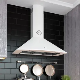 Gurari GCH E 612 Cr r Induktions Standherd + GCH C 046 WH 9 Dunstabzugshaube 90cm - Creme