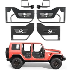 Vevor Röhrentüren 4-türig, Kompatibel mit Jeep Wrangler JL JLU & Gladiator JT 4XE (2018–2026), Offroad-Rohrrahmentüren (Sternmuster) aus Stahl (Vorne & Hinten) mit DOT-zertifizierten Außenspiegeln