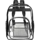 Teklemon Durchsichtiger Rucksack, Klare Rucksack Transparent Wasserdichte Durchsichtig Schulrucksack Durchsichtig Tasche PVC-Buch-Tasche Clear Rucksack für Schule Beruf Reisen Sport Konzert, Schwarz - L