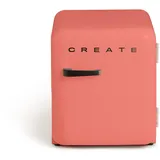 CREATE / RETRO FRIDGE 50 SCHWARZ/Kühlschrank in Terrakotta, Griff Schwarz / 85W, Minibar, eine Regalfläche, Retro-Design, 50cm, zwei Ablagen, 48L Fassungsvermögen, energiesparend, 50x44x49,8cm