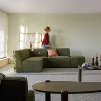 Modul-Ecksofa Dario mit grünem Stoffbezug, 4–5 Sitzplätze
