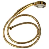 tecuro Antikalk - Handbrause ew-080 gold - mit 3-Funktionen und Metallschlauch 150 cm - vergoldet