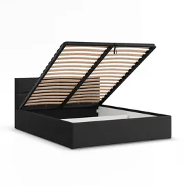 mebligo Polsterbett, Schwarz, Textil, 140x200 cm, Schlafzimmer, Betten, Polsterbetten