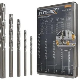 ruthex HSS Bohrerset für Gewindeeinsätze M2/M2,5/M3/M4/M5/M6 5 Stück