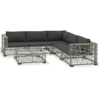 vidaXL 6-tlg. Garten-Lounge-Set mit Auflagen Poly Rattan Grau