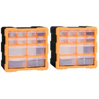 vidaXL Multi-Schubladen-Organizer 2 Stk. 12 Schubladen | vidaXL : Farbe - Orange und Schwarz