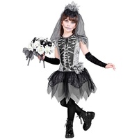 Widmann S.r.l. Hexen-Kostüm Geisterbraut Kinderkostüm - Skelett Kleid mit Schl grau 140