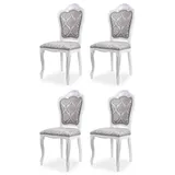 Casa Padrino Luxus Barock Esszimmer Stuhl 4er Set Grau / Weiß H. 107 cm - Barock Esszimmer Möbel