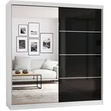 Möblo Schiebetürenschrank, Weiß, Metall, Rechteckig, 203x218x61 cm, Schlafzimmer, Kleiderschränke, Schwebetürenschränke