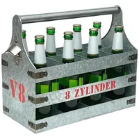 DanDiBo Ambiente Flaschenkorb Bierträger Metall mit Öffner 43 x 20 x 33 cm silber
